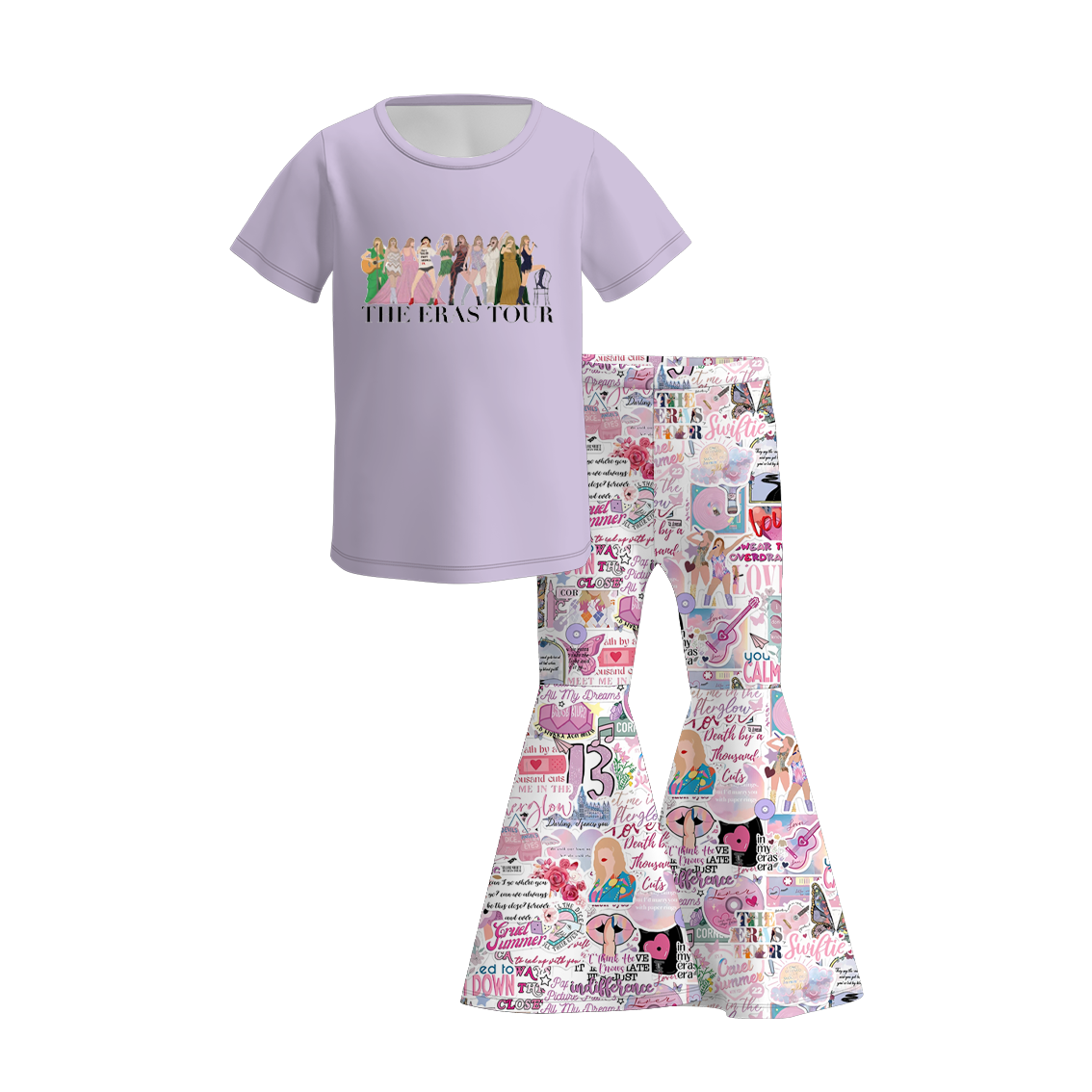 (Pre Order)Girls Summer TS Print Bell Pant Set