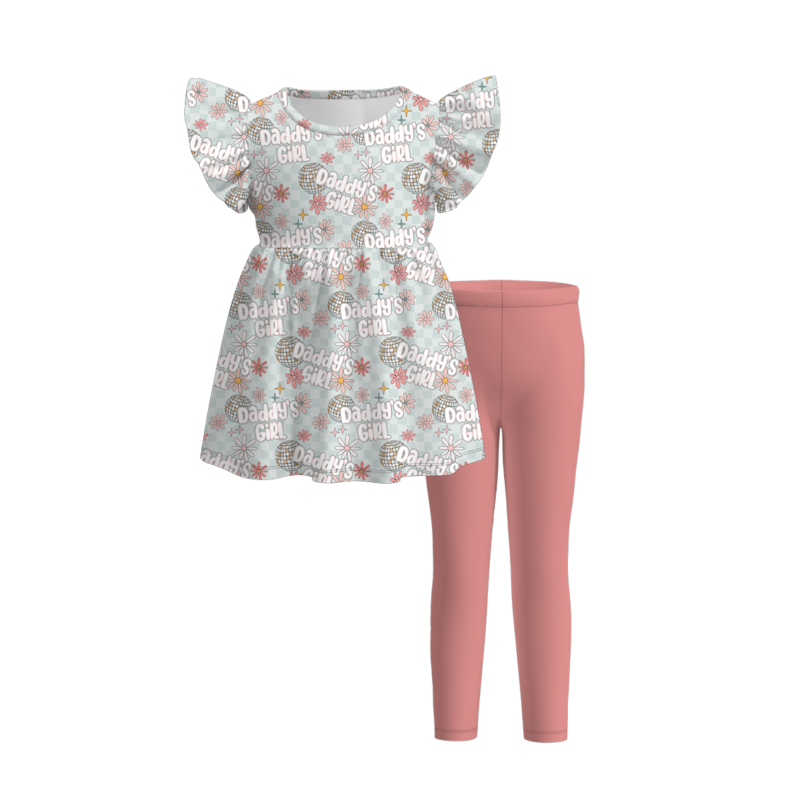 (Pre Order)Girls Summer Father's Day Print Outfit Set