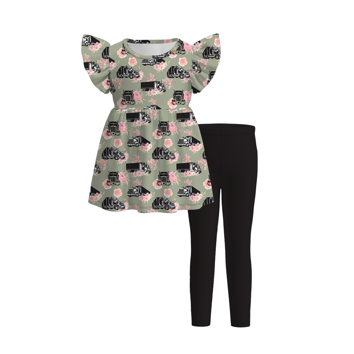 (Pre Order)Girls Summer Father's Day Print Outfit Set