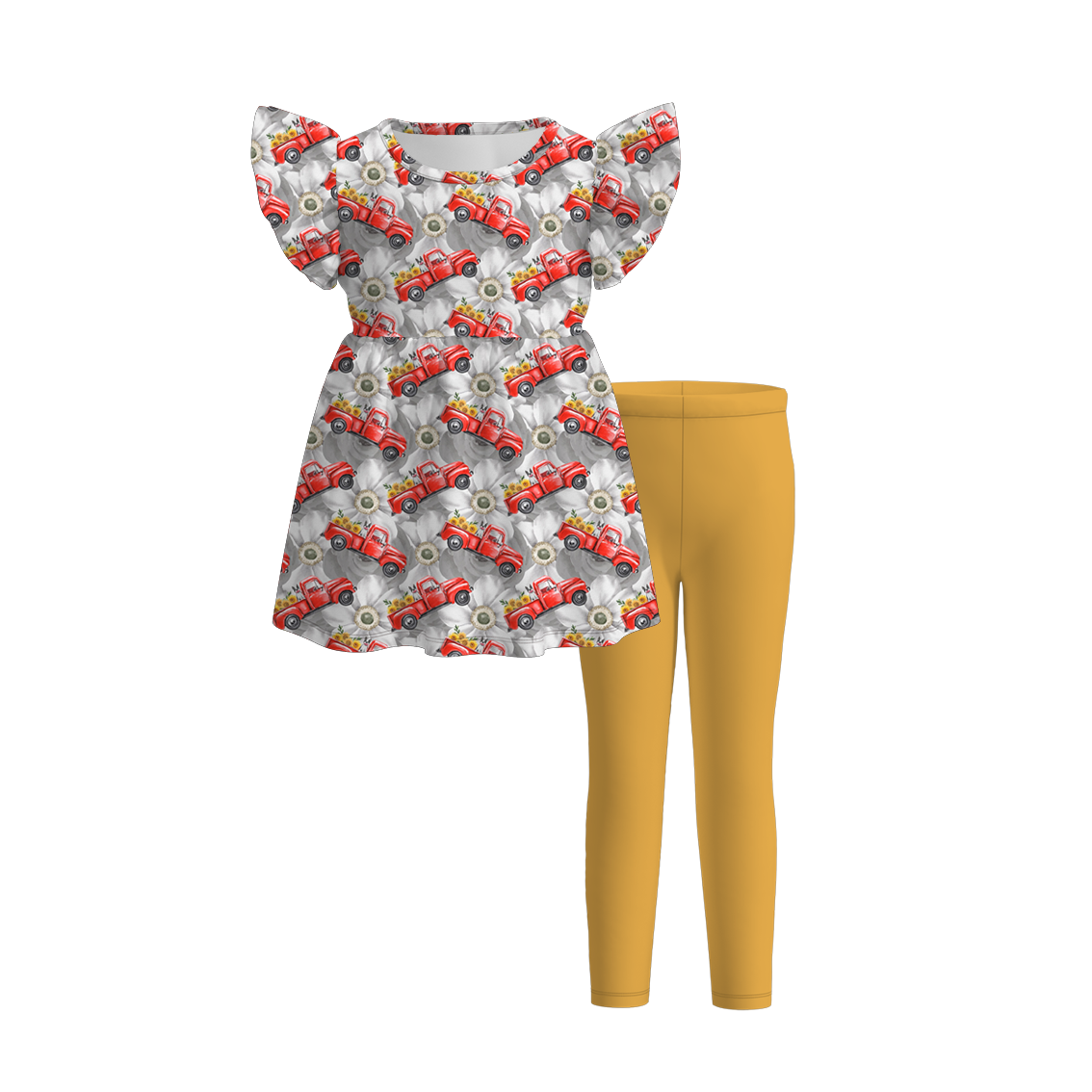 (Pre Order)Girls Summer Father's Day Print Outfit Set