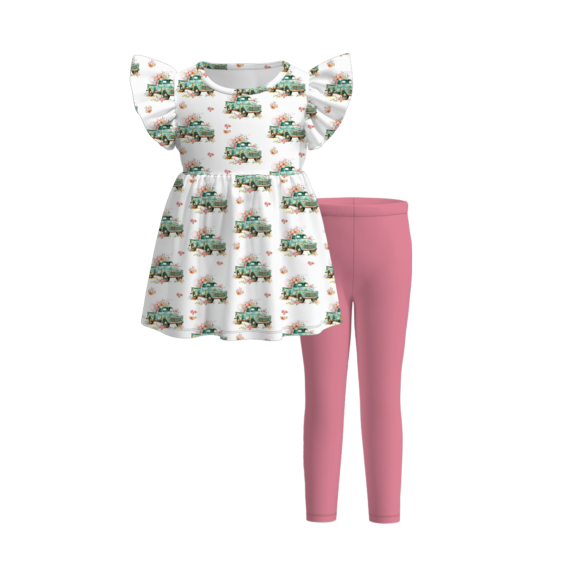 (Pre Order)Girls Summer Father's Day Print Outfit Set