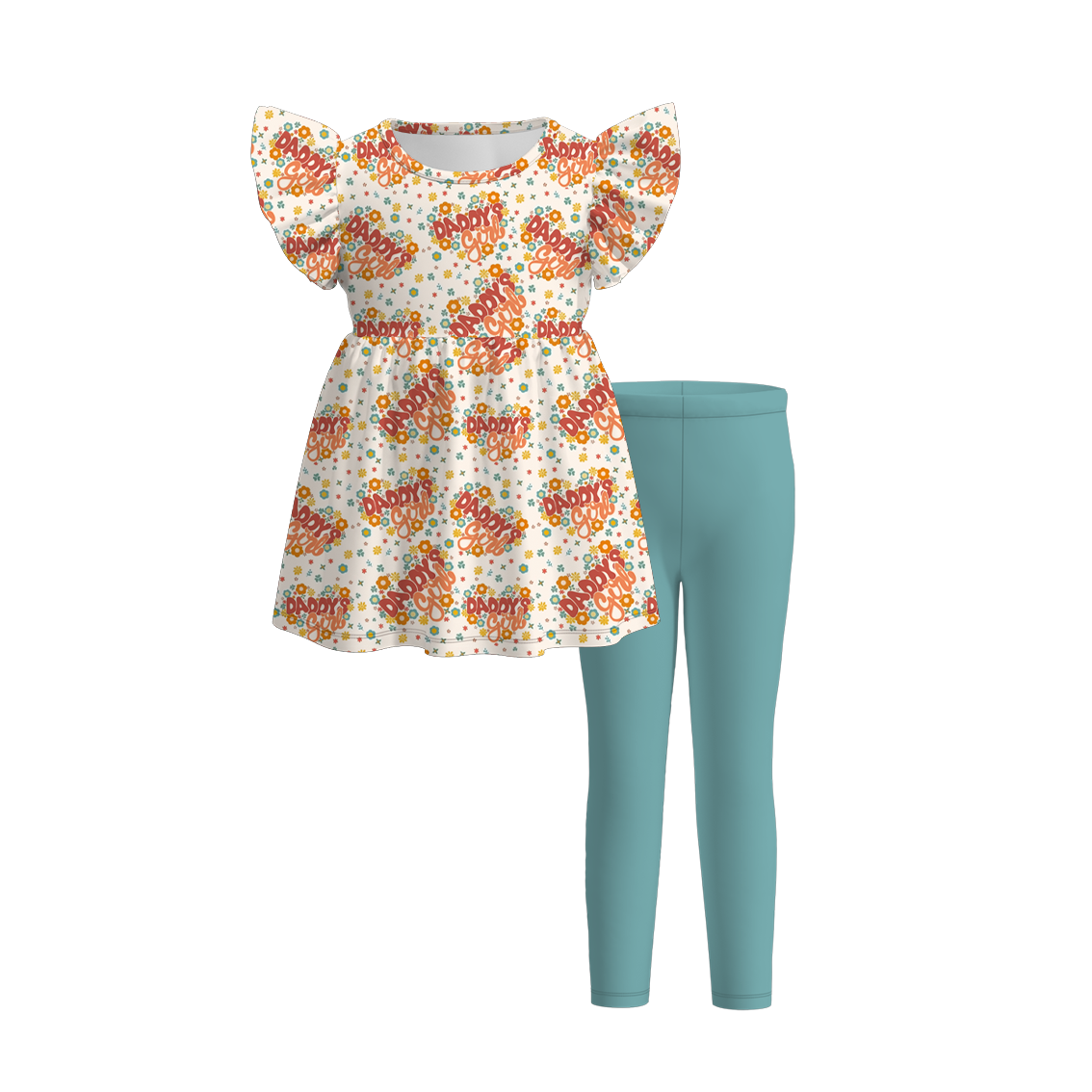 (Pre Order)Girls Summer Father's Day Print Outfit Set
