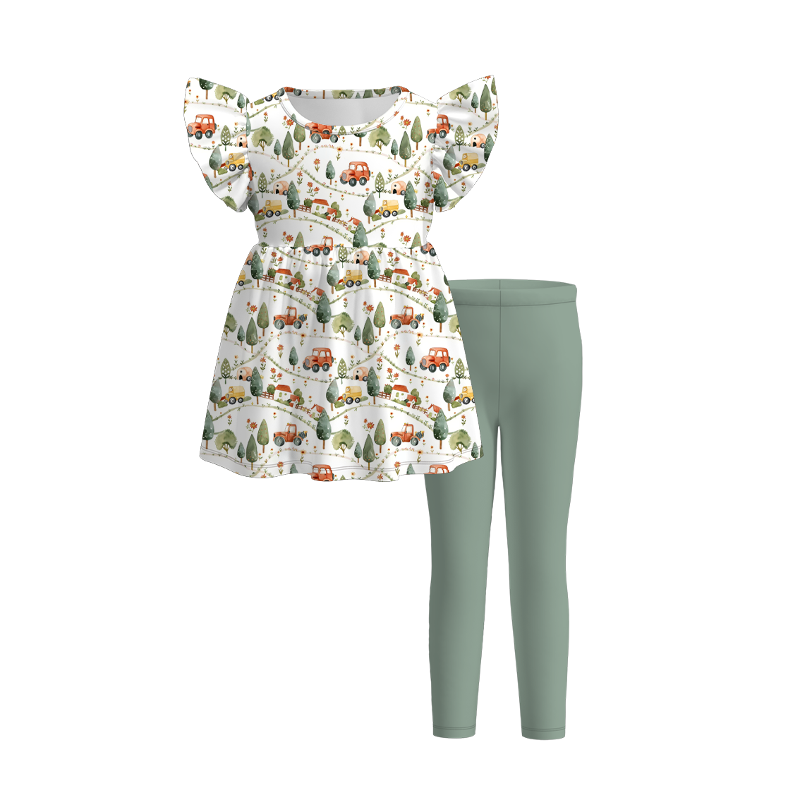 (Pre Order)Girls Summer Father's Day Print Outfit Set