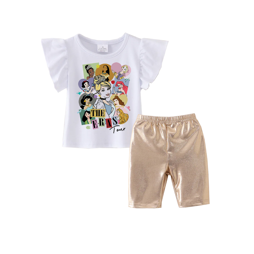 (Pre Order)Girls Cotton Top Golden Capris Set