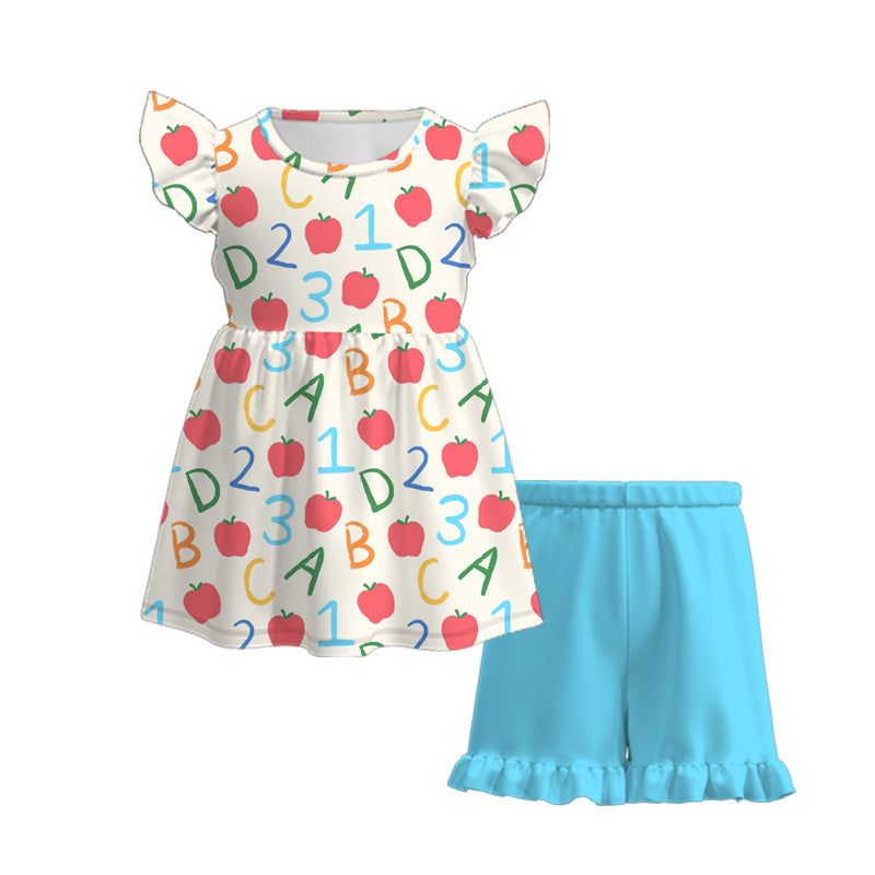 (Pre Order)Girls Back To School Print Milk Silk Short Set