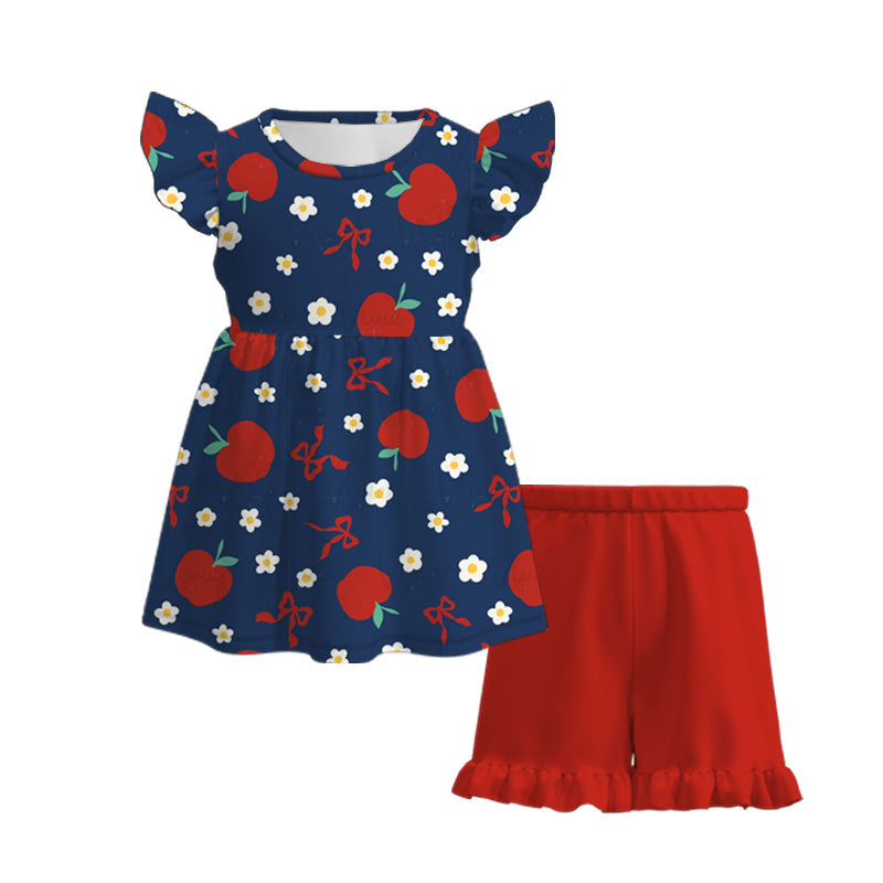 (Pre Order)Girls Back To School Print Milk Silk Short Set