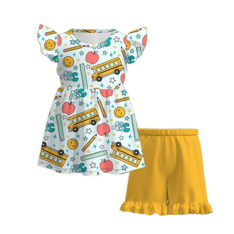 (Pre Order)Girls Back To School Print Milk Silk Short Set