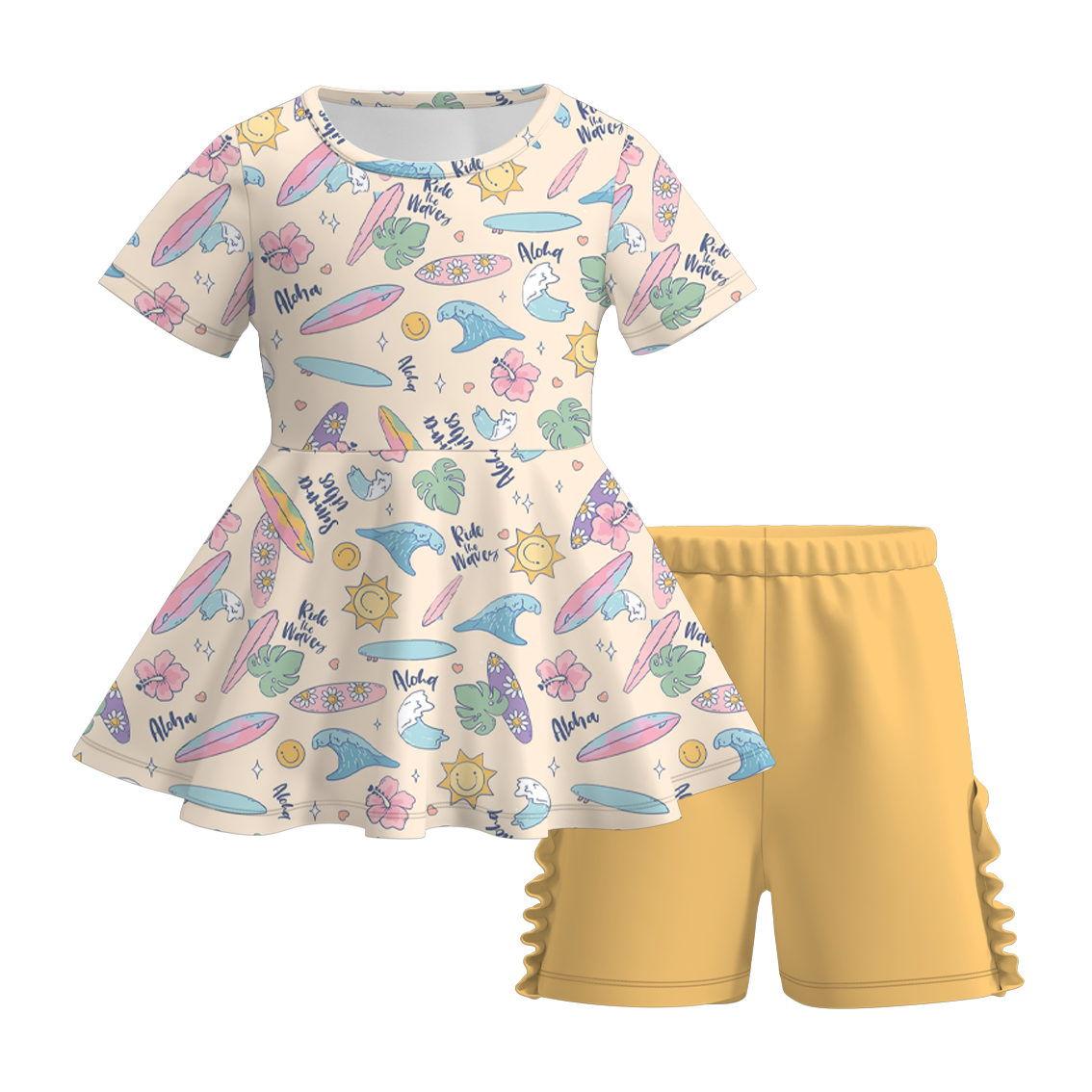 (Pre Order)Girls Under The Sea Print Milk Silk Short Set