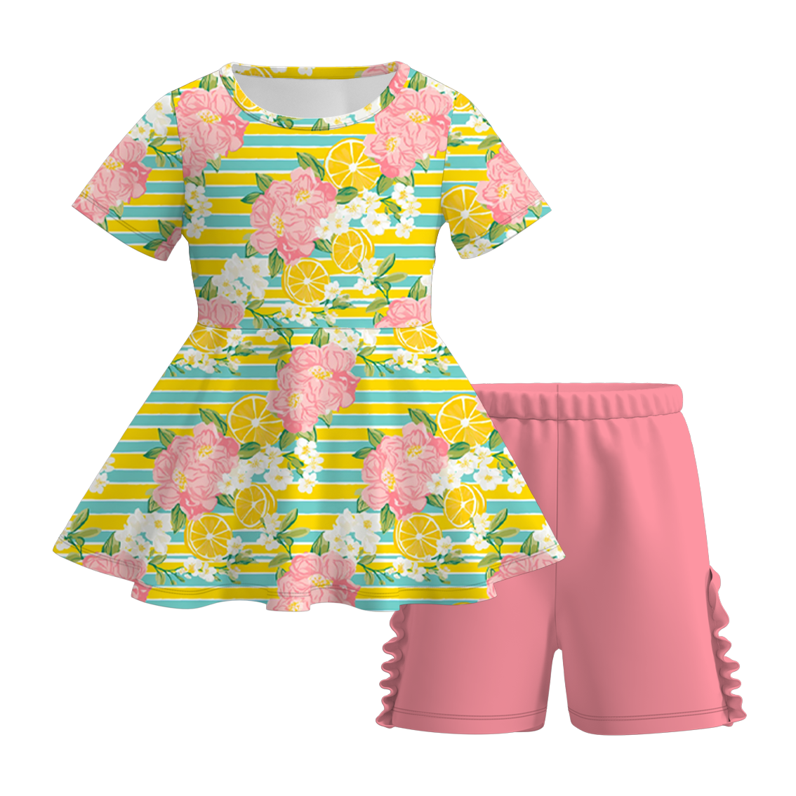 (Pre Order)Girls Under The Sea Print Milk Silk Short Set