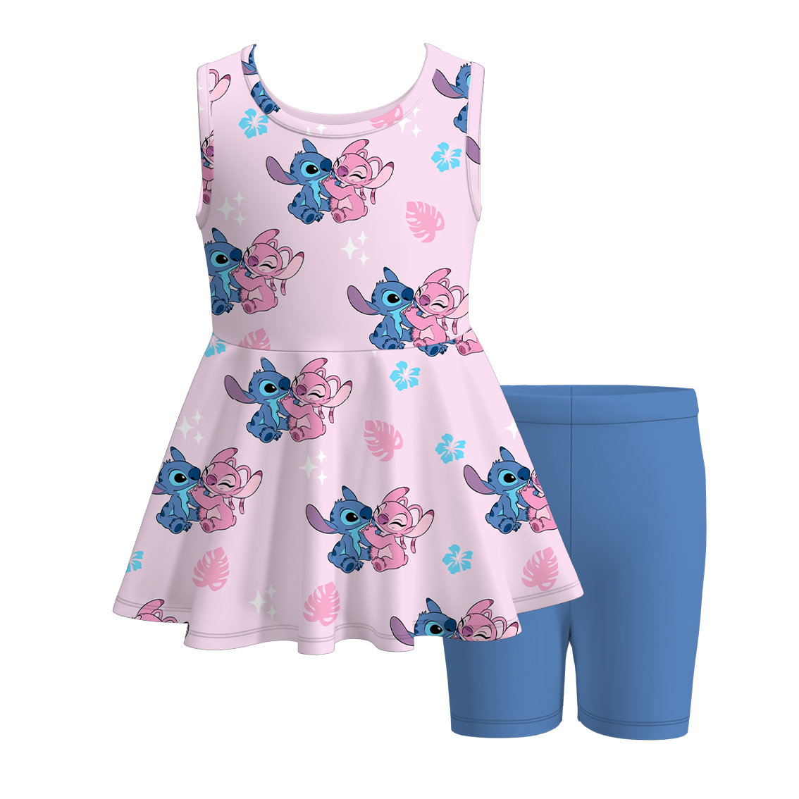 (Pre Order)Girls Summer Cartoon Character Print Short Set