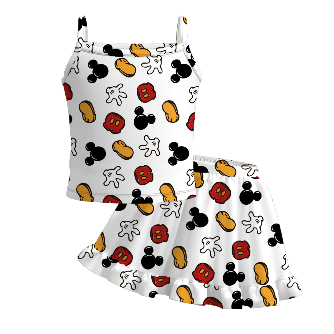 (Pre Order)Girls Summer Cute Cartoon Print Skirt Set