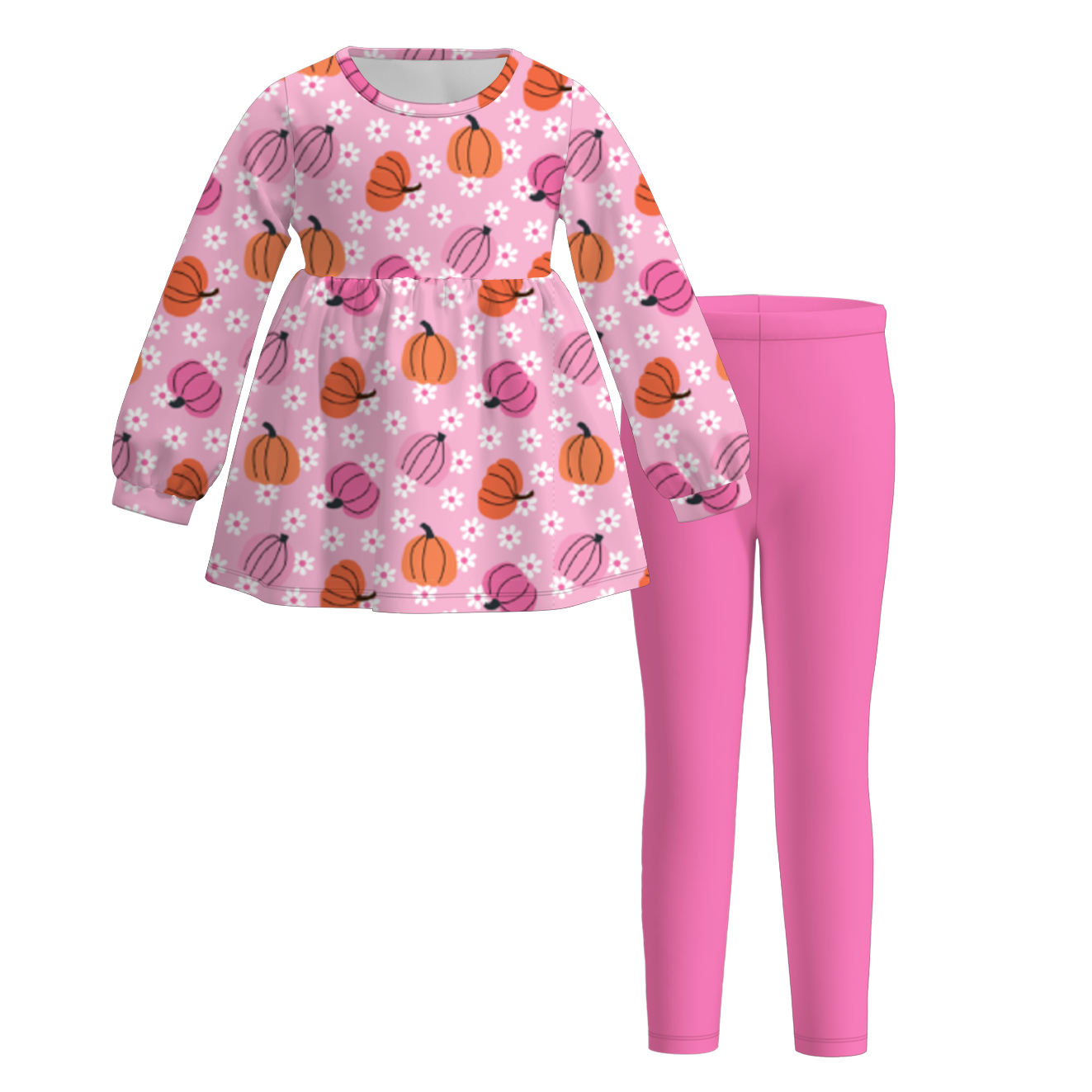 (Pre Order)Girls Halloween&Thanksgiving Cartoon Print Outfit Set