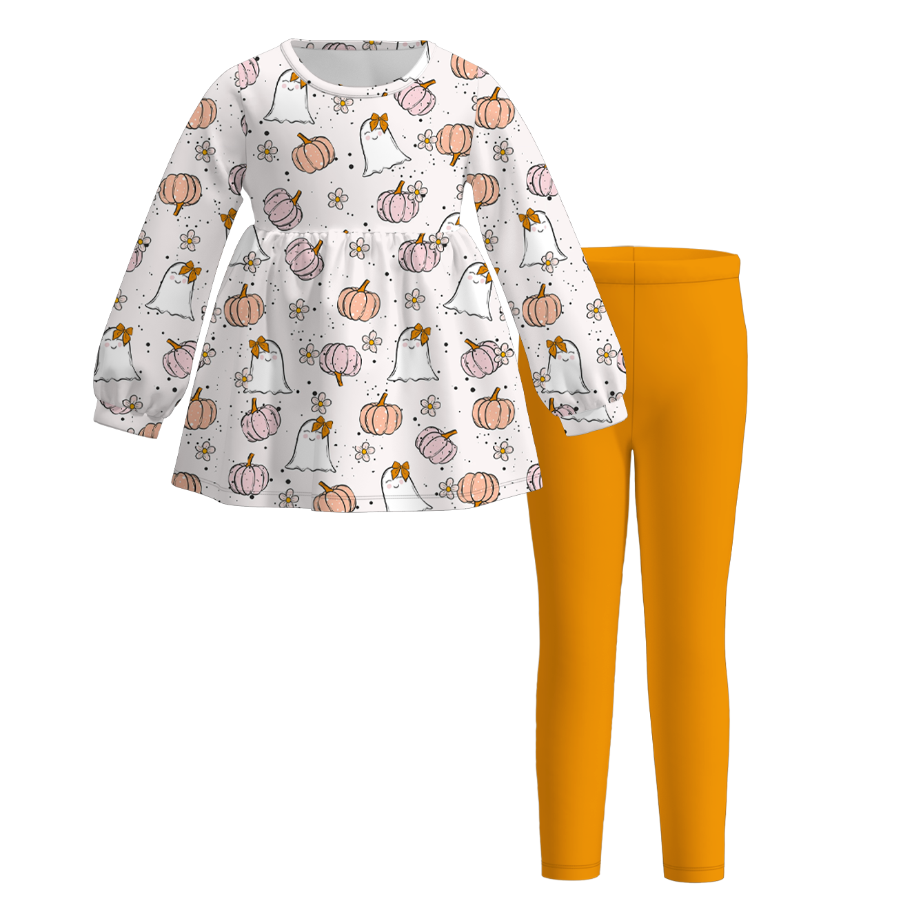 (Pre Order)Girls Halloween&Thanksgiving Cartoon Print Outfit Set