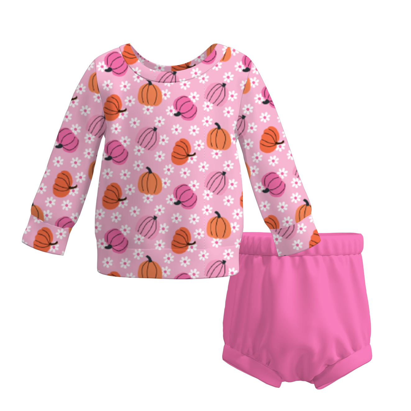 (Pre Order)Girls Halloween&Thanksgiving Cartoon Print Short Set