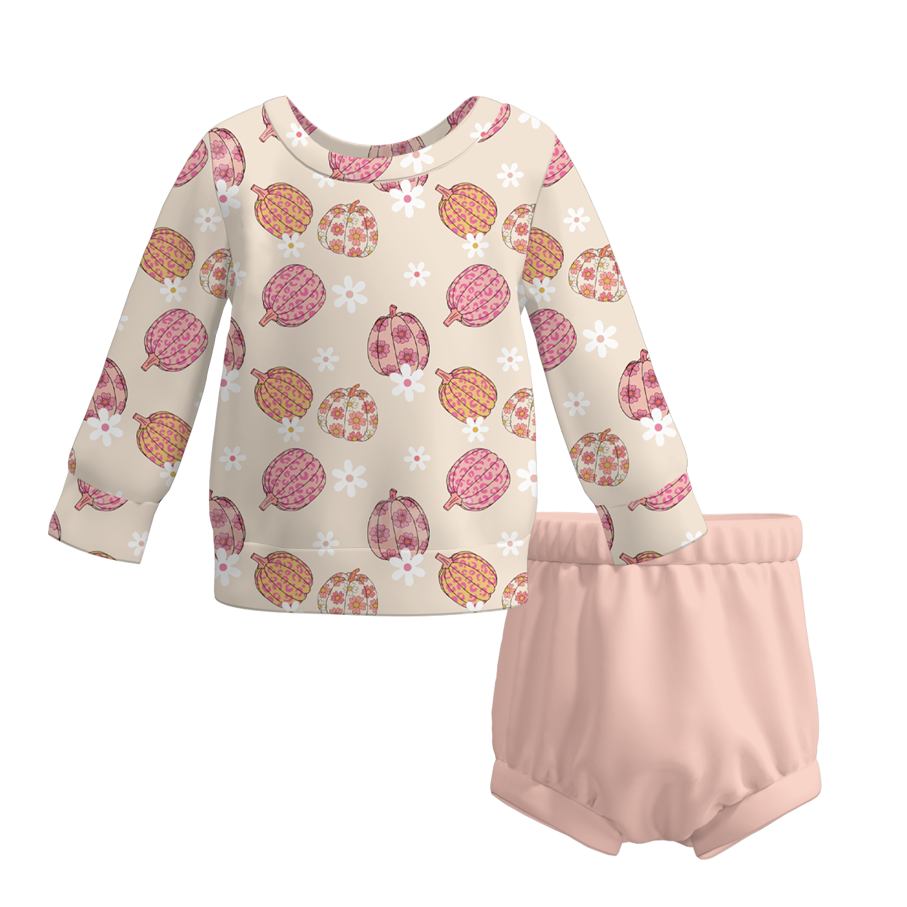 (Pre Order)Girls Halloween&Thanksgiving Cartoon Print Short Set