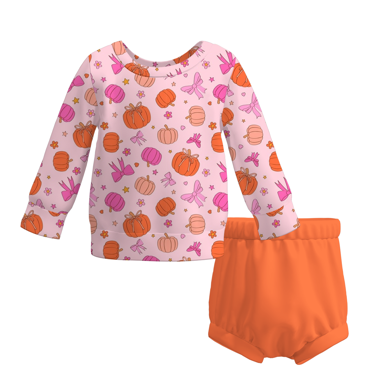 (Pre Order)Girls Halloween&Thanksgiving Cartoon Print Short Set