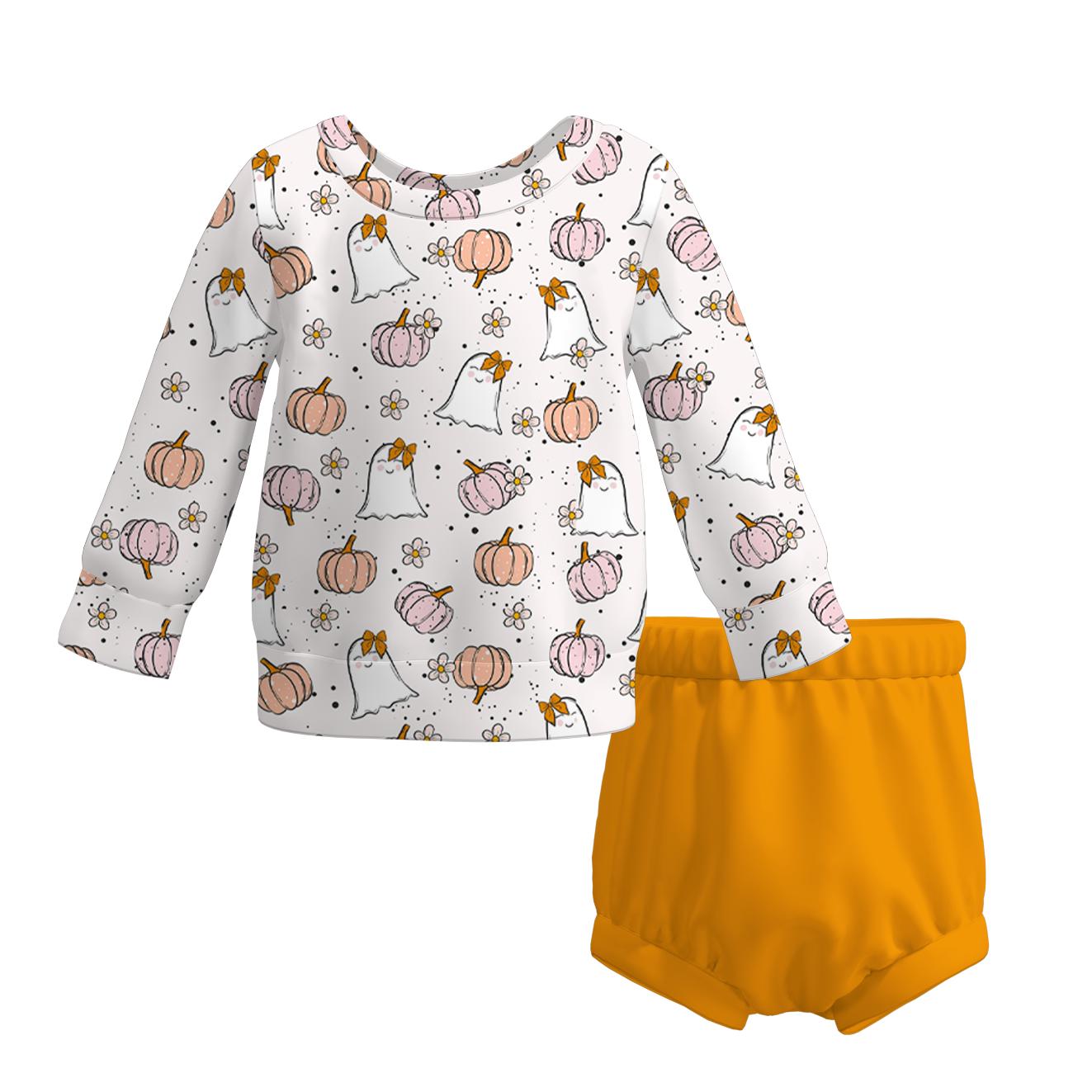 (Pre Order)Girls Halloween&Thanksgiving Cartoon Print Short Set