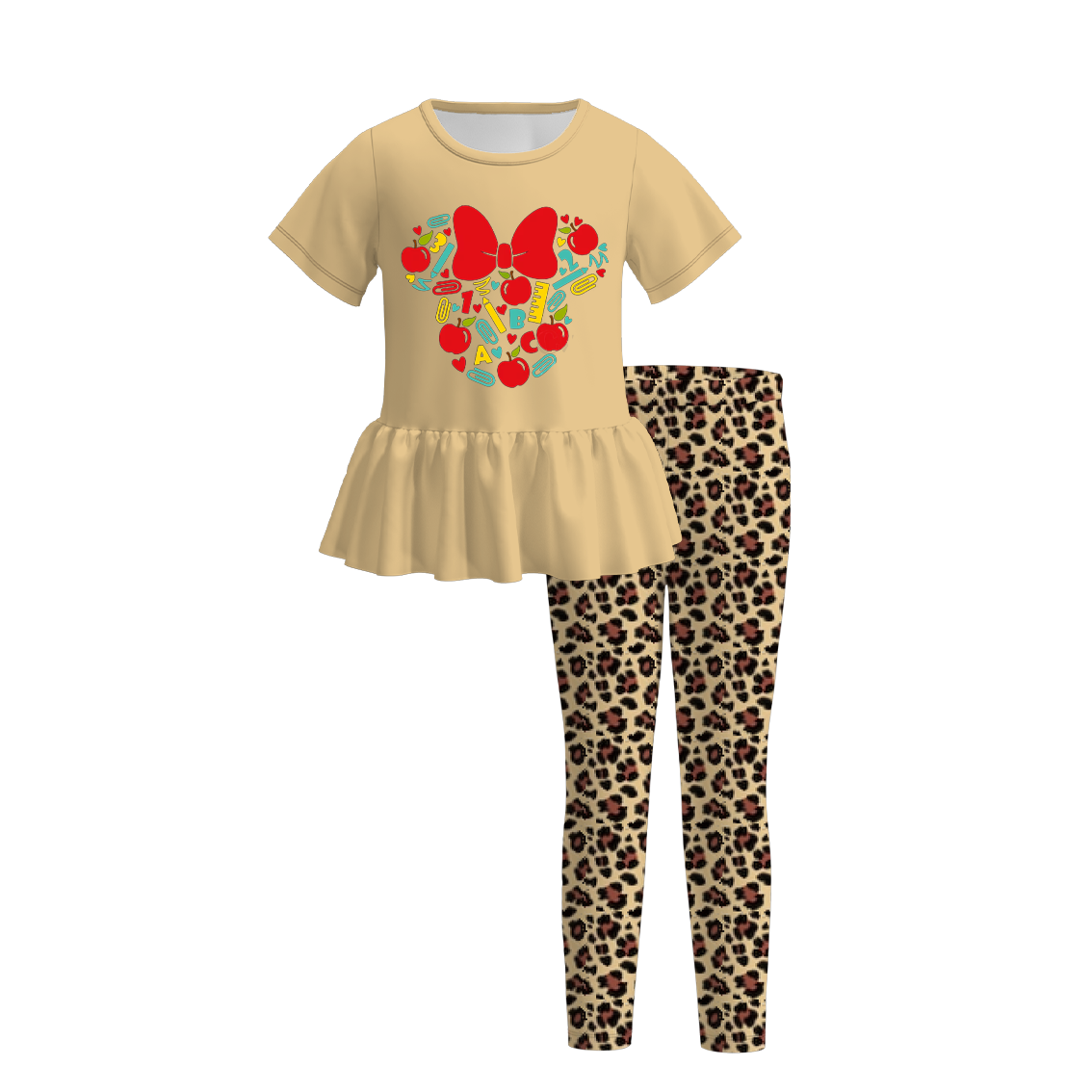 (Pre Order)Girls Back To School Print Outfit Set