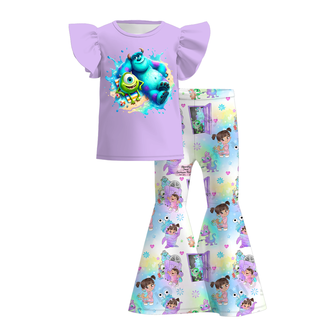 (Pre Order)Girls Cute Cartoon Print Pants Set