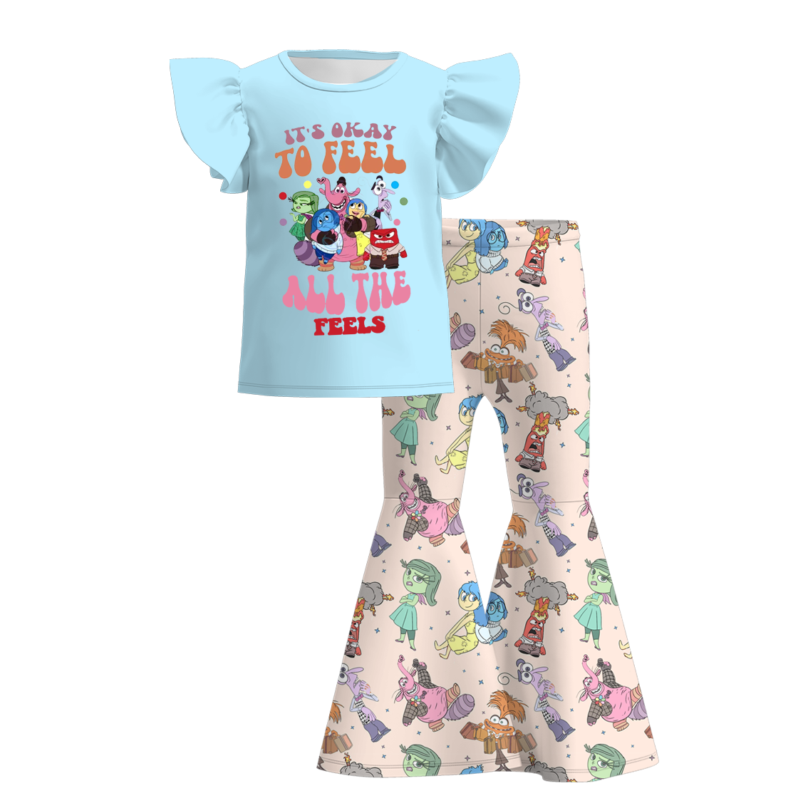 (Pre Order)Girls Cute Cartoon Print Pants Set