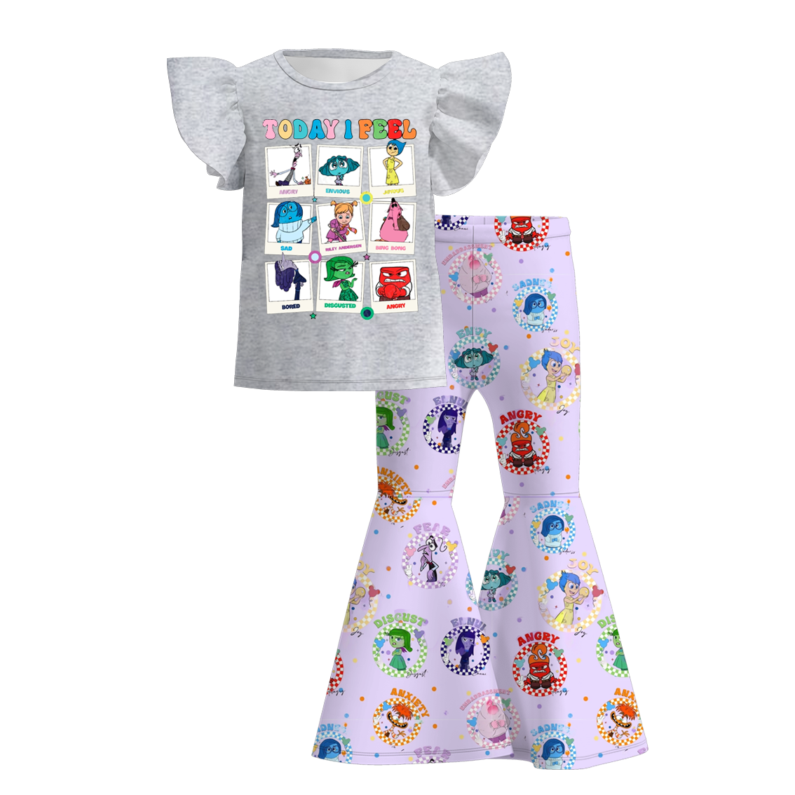 (Pre Order)Girls Cute Cartoon Print Pants Set