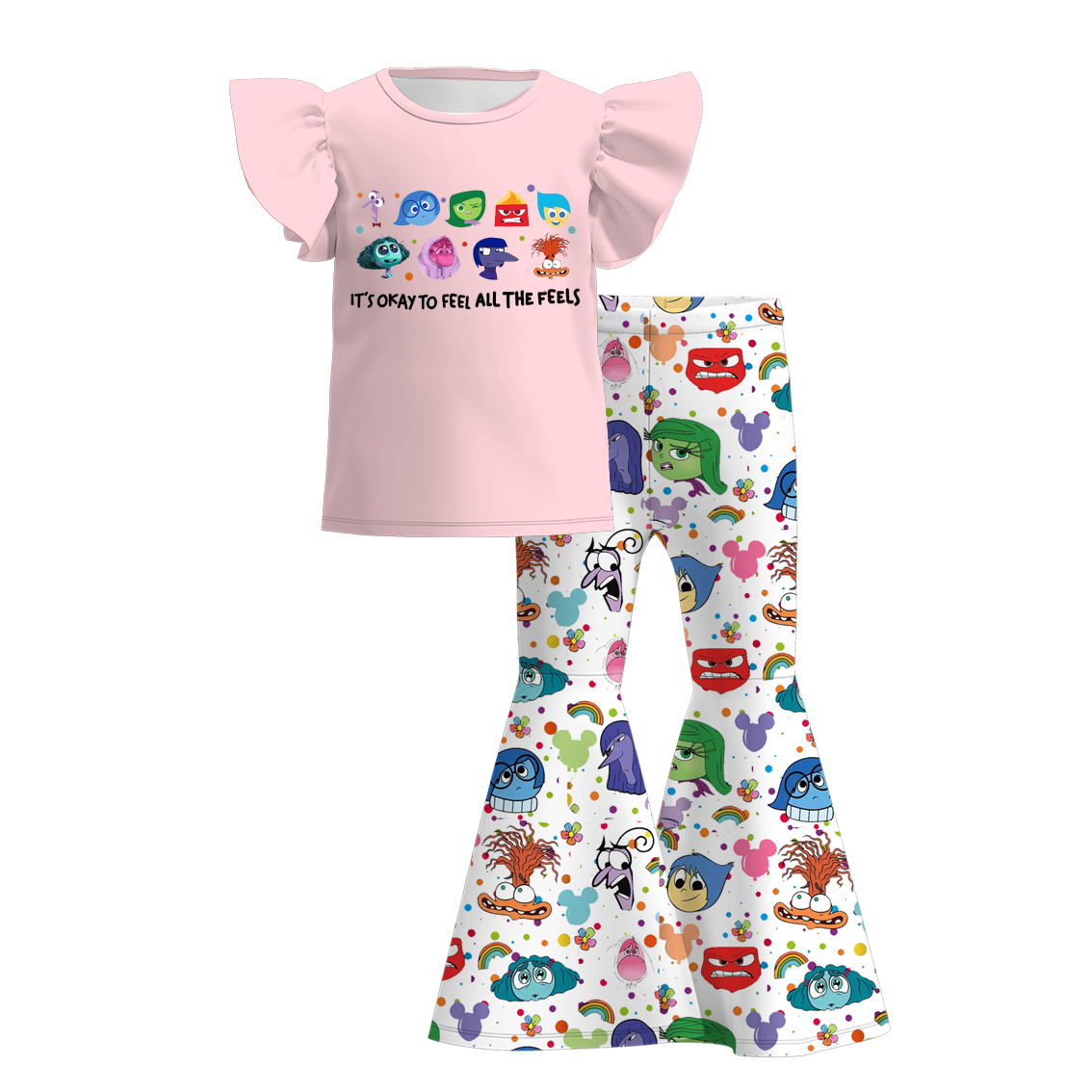 (Pre Order)Girls Cute Cartoon Print Pants Set