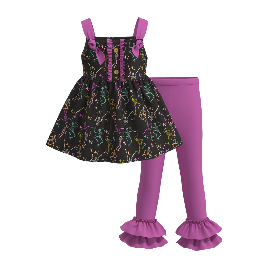 (Pre Orders)Girls Halloween Print Ruffled Pants Set