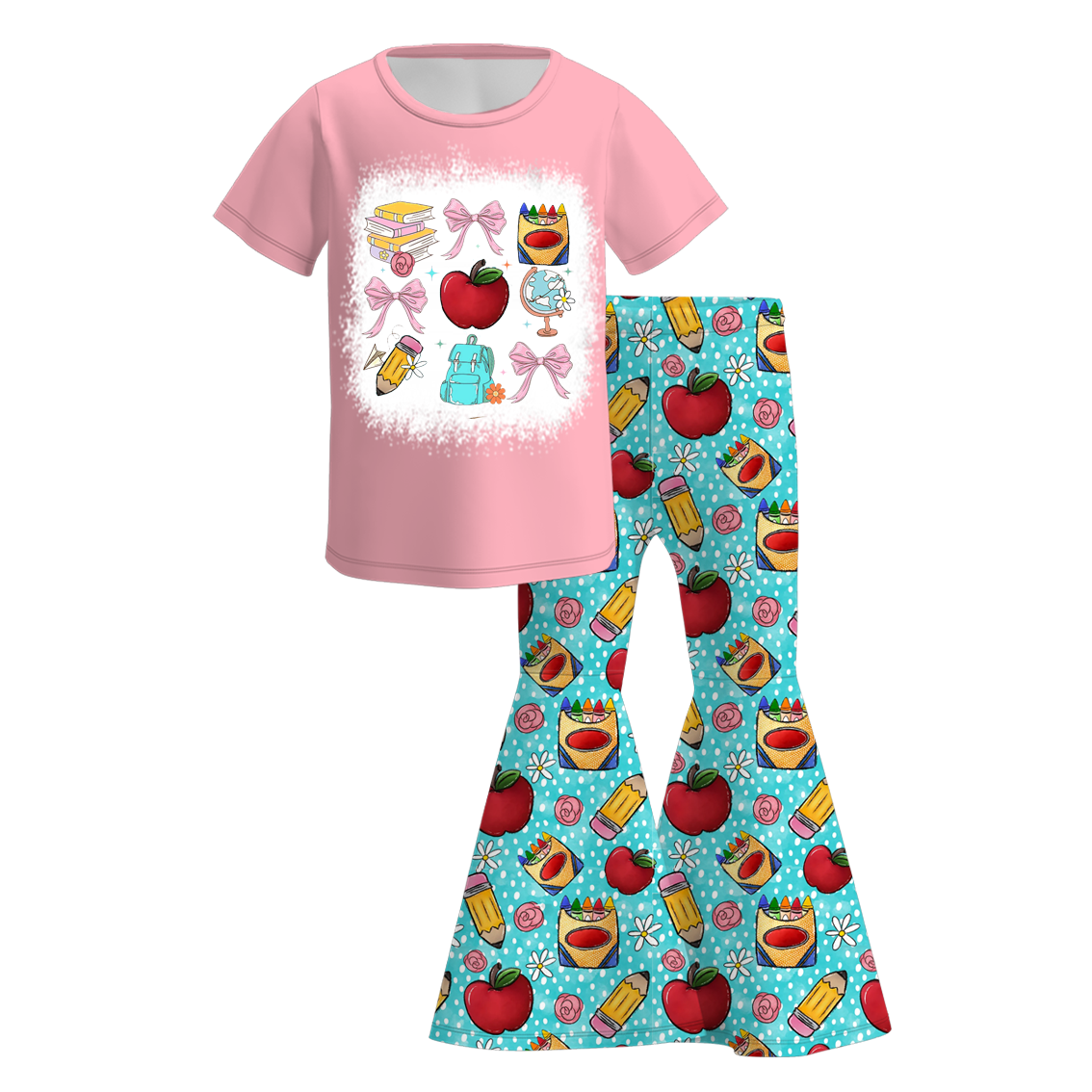 (Pre Order)Girls Back To School Print Outfit Set