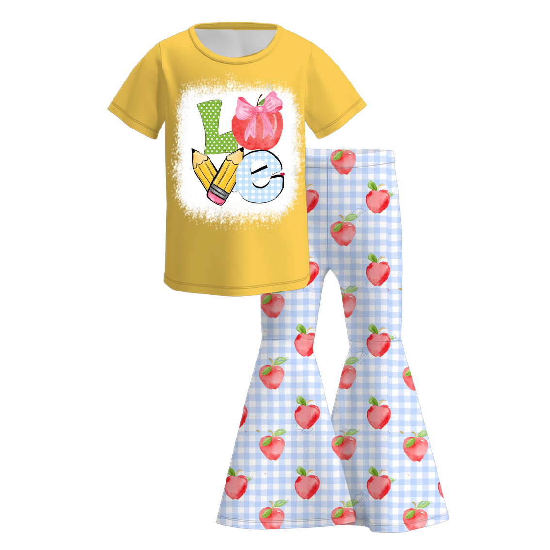 (Pre Order)Girls Back To School Print Outfit Set