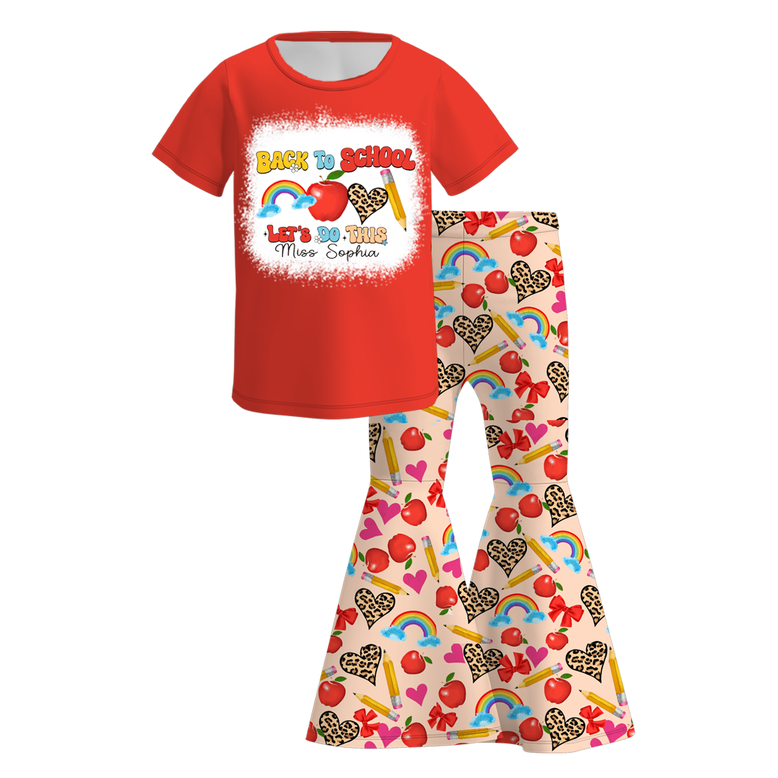 (Pre Order)Girls Back To School Print Outfit Set