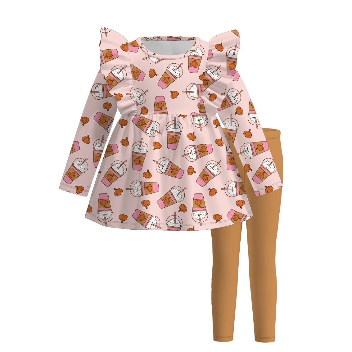 (Pre Order)Girls Coffee Or Lattes Print Outfit Set