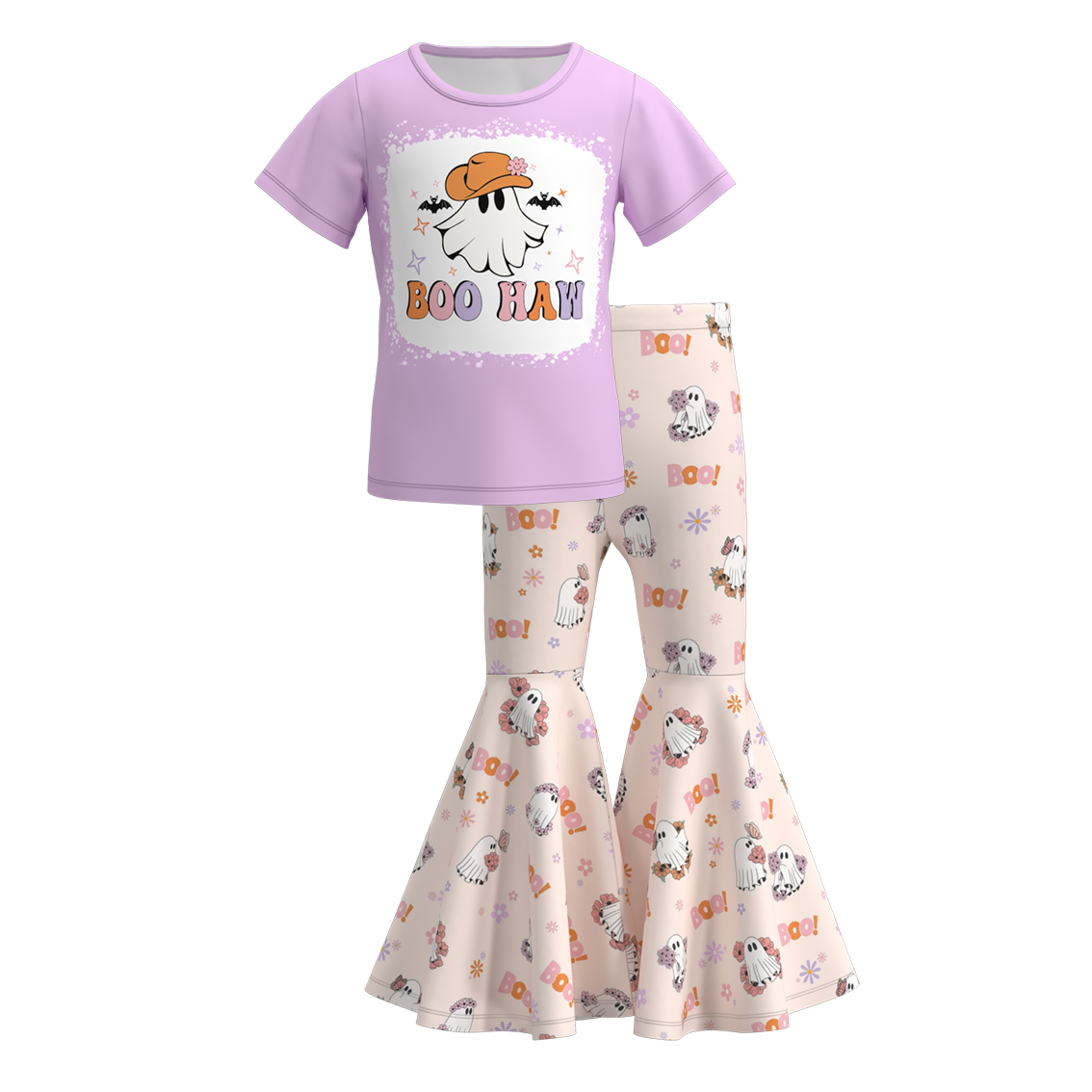 (Pre Orders)Girls Halloween Cartoon Print Outfit Set