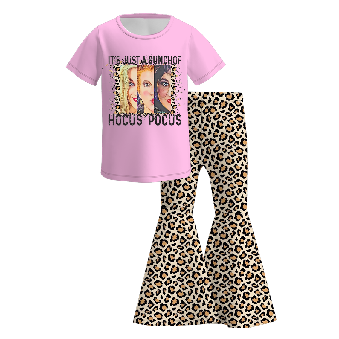 (Pre Order)Girls Halloween Cartoon Print Outfit Set