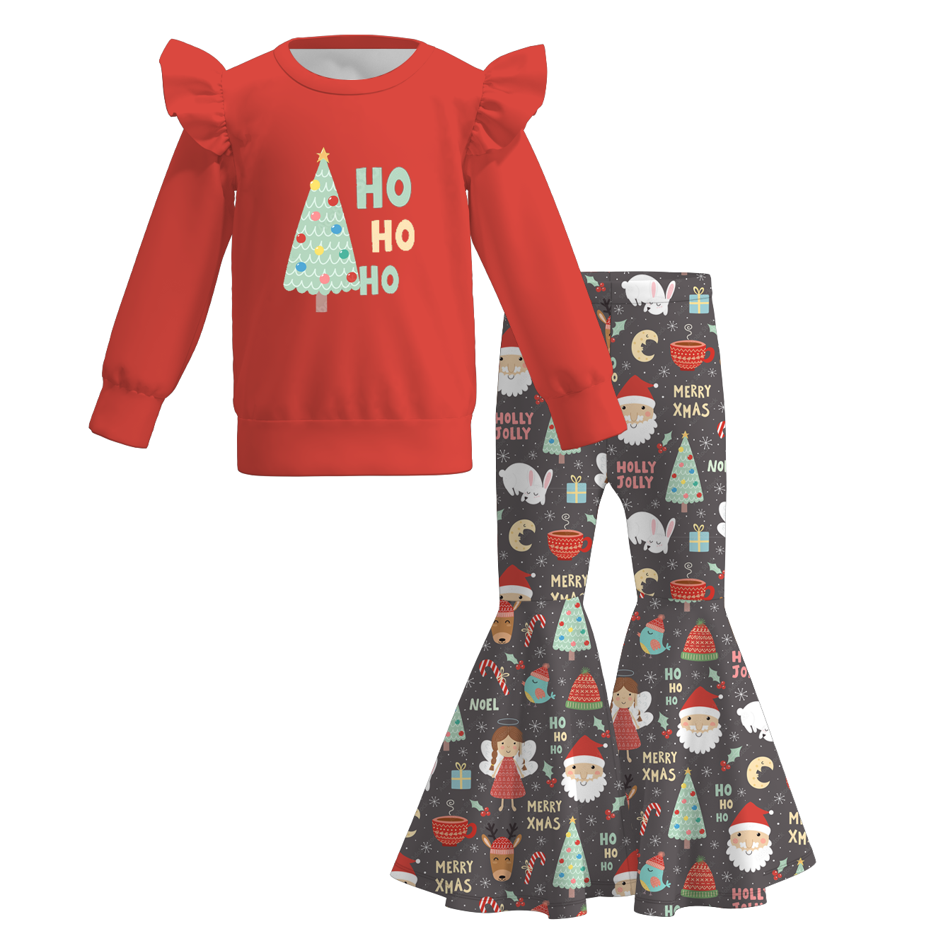 (Pre Order)Girls Christmas Print Outfit Set