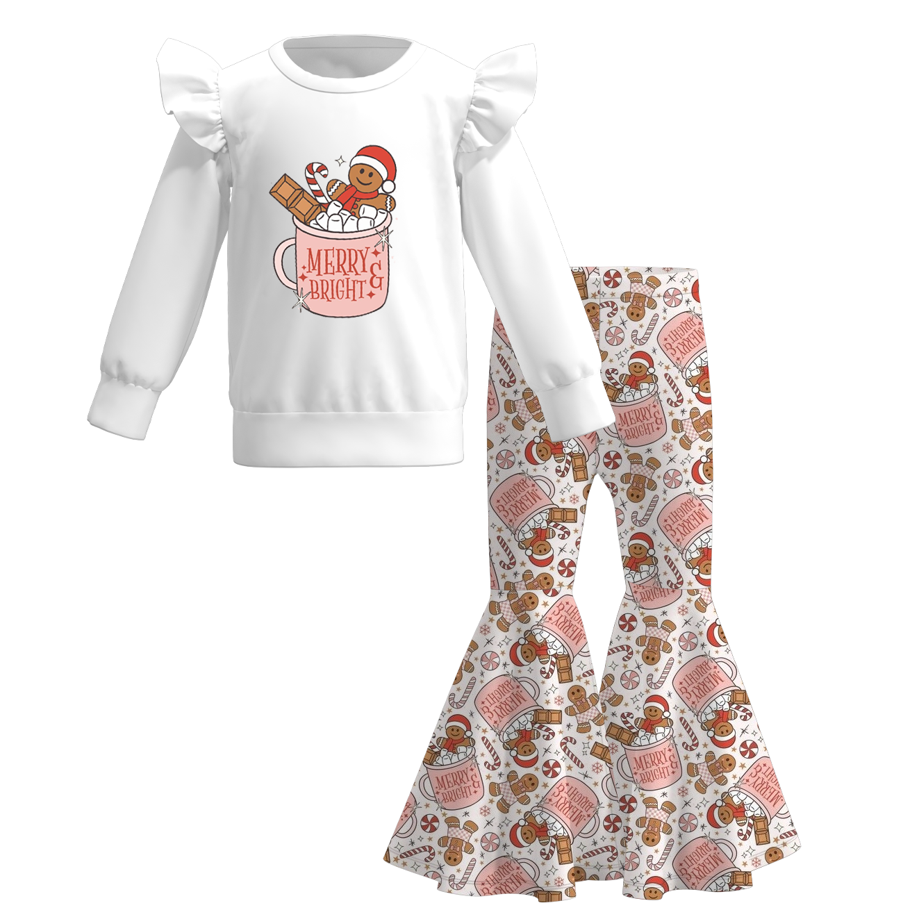 (Pre Order)Girls Christmas Print Outfit Set