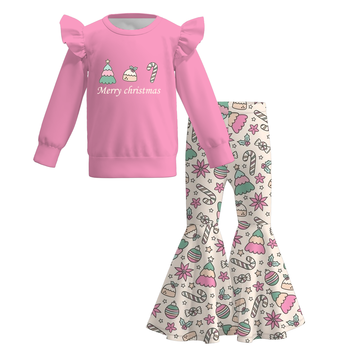 (Pre Order)Girls Christmas Print Outfit Set