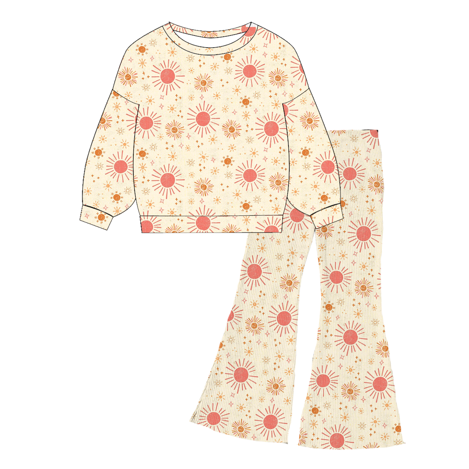 (Pre Order)Girls Print Twill Sweatshirt Suit