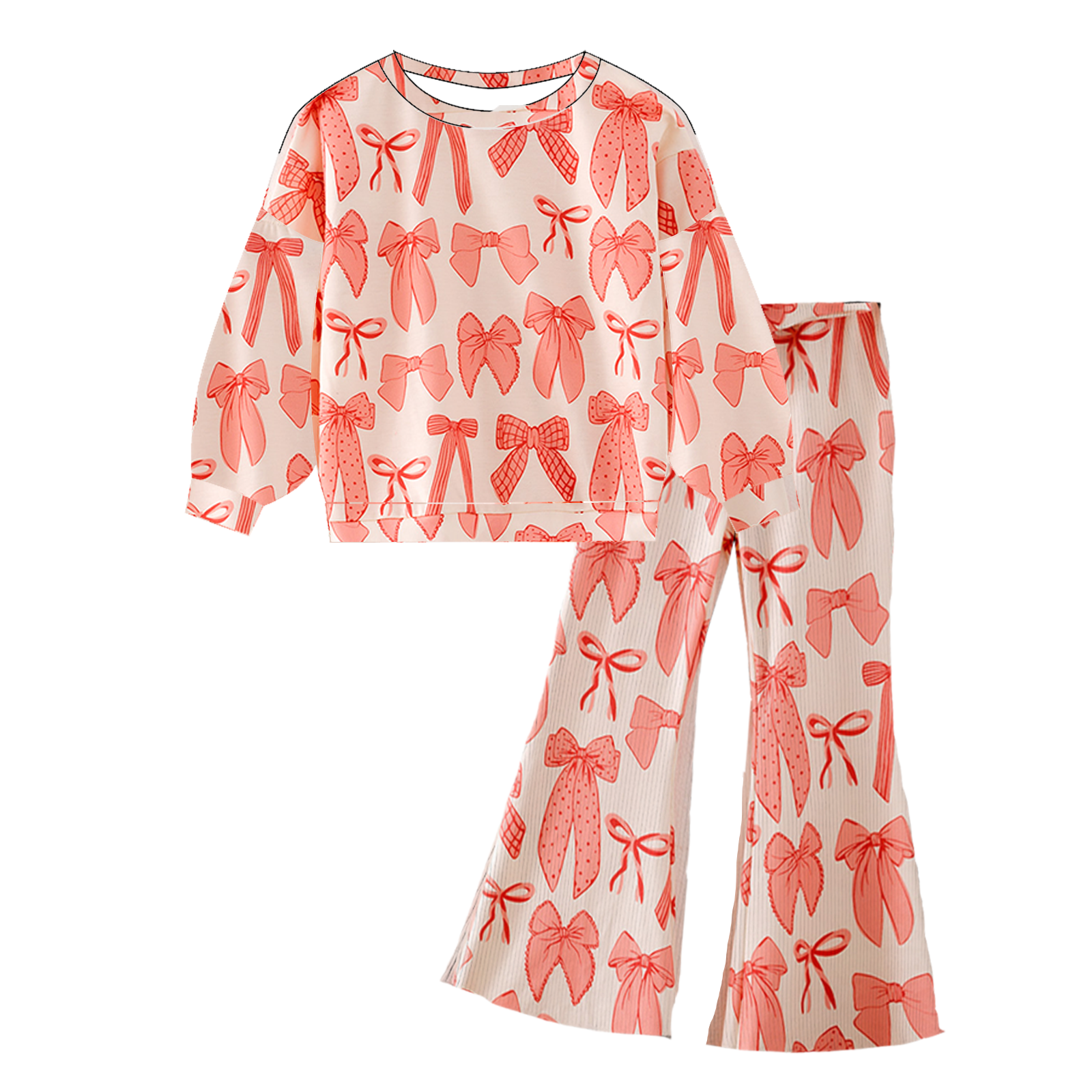 (Pre Order)Girls Print Twill Sweatshirt Suit