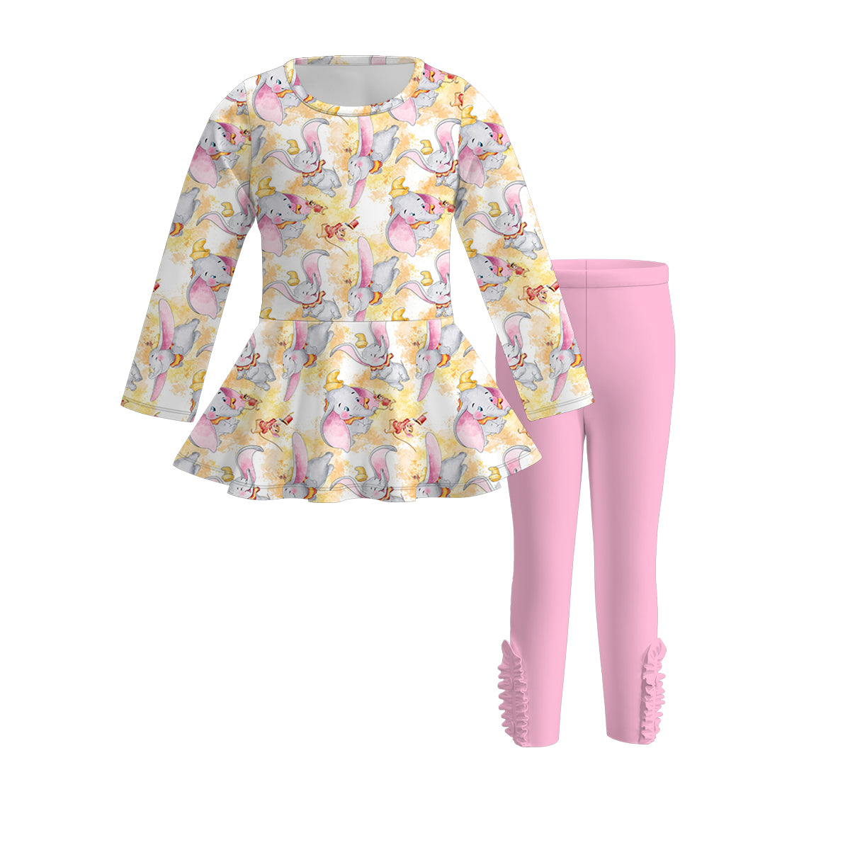 (Pre Order)Girls Christmas Cartoon Print Outfit Set