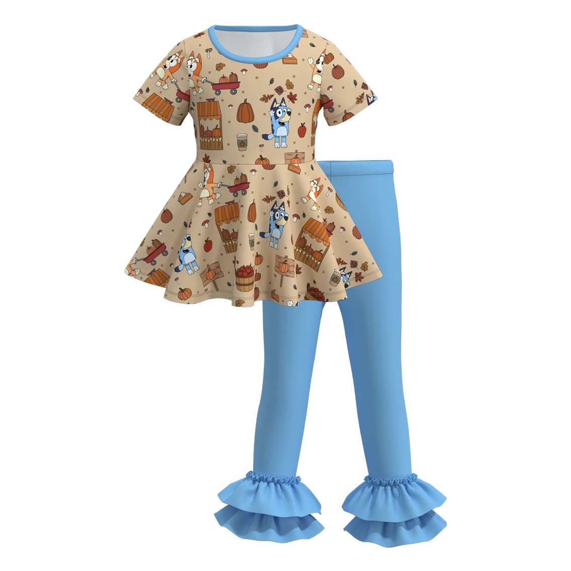 (Pre Order)Girls Halloween Cartoon Print Outfit Set