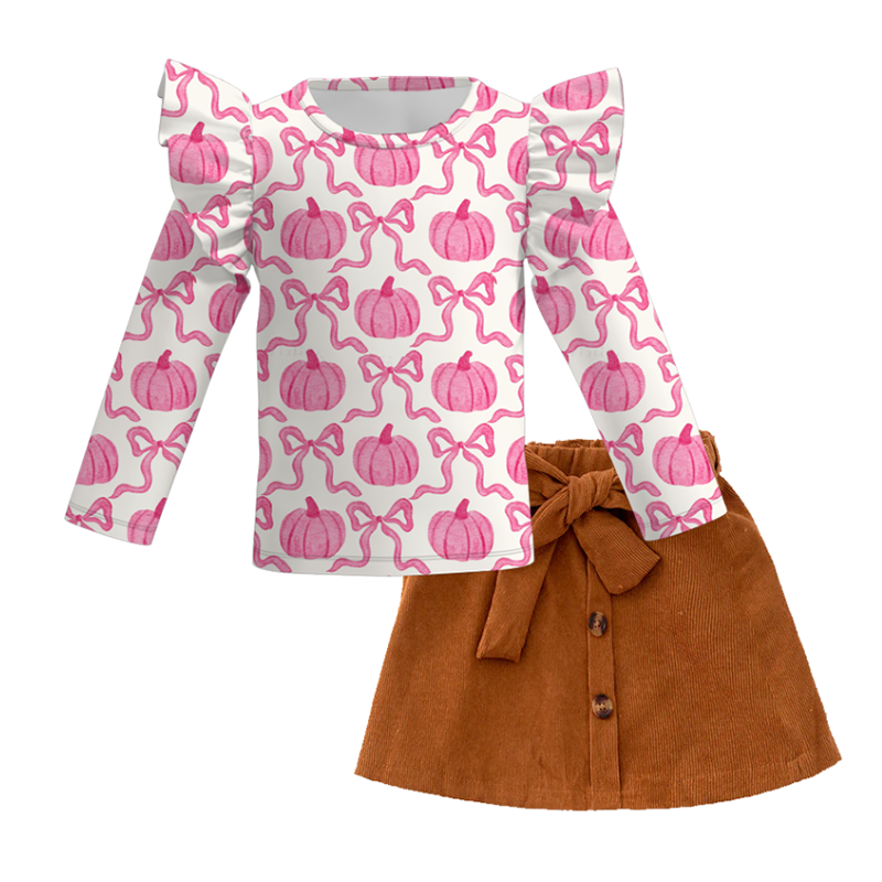 (Pre Order+Skirt In Stock)Girls Thanksgiving Print Skirt Set