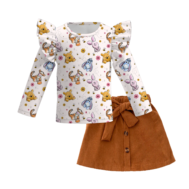 (Pre Order+Skirt In Stock)Girls Thanksgiving Print Skirt Set
