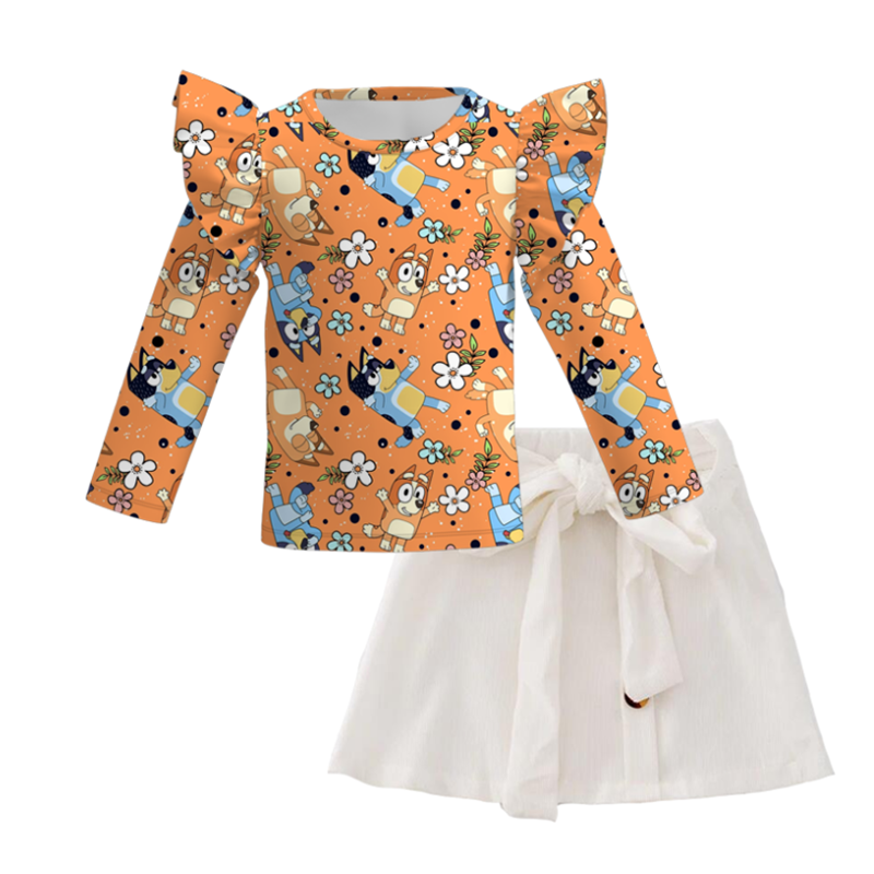 (Pre Order+Skirt In Stock)Girls Cartoon Print Skirt Set