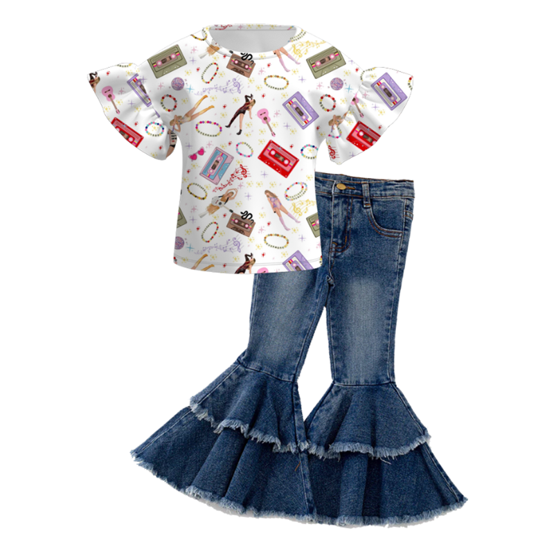 (Pre Order+Pant In Stock)Girls TS Print Outfit Set
