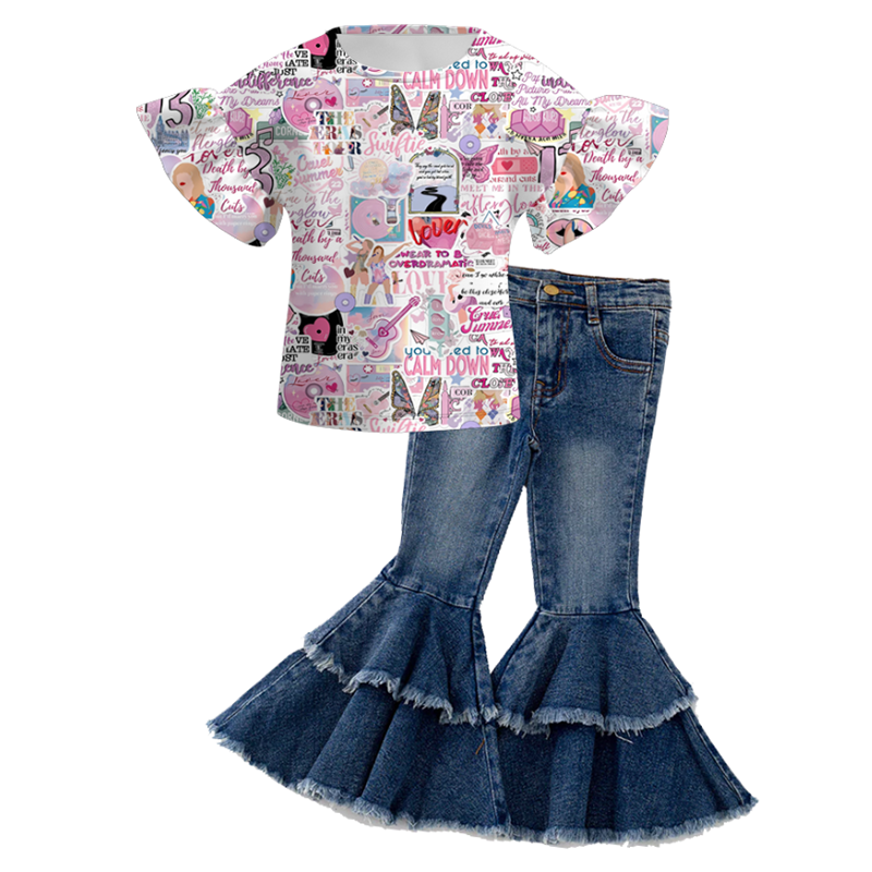 (Pre Order+Pant In Stock)Girls TS Print Outfit Set