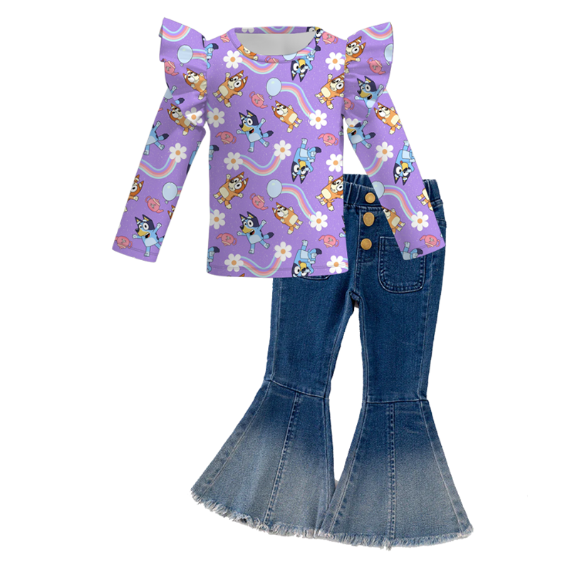 (Pre Order+Pant In Stock)Girls TS and Cartoon Print Outfit Set