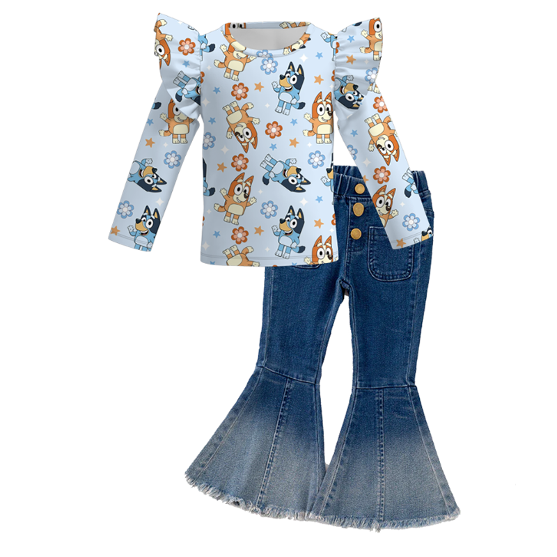 (Pre Order+Pant In Stock)Girls TS and Cartoon Print Outfit Set