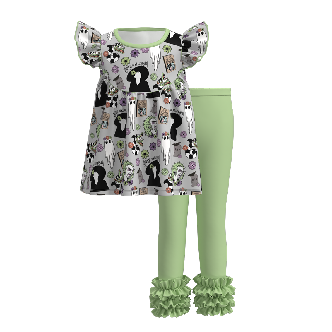 (Pre Order)Girls Halloween Print Outfit Set
