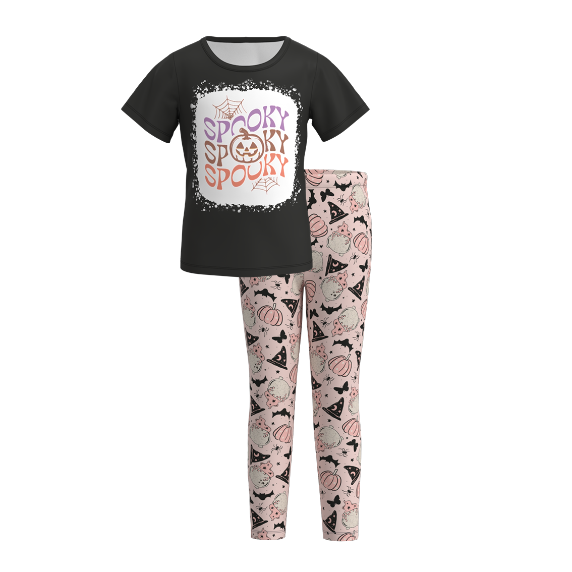 (Pre Order)Girls Halloween Print Outfit Set