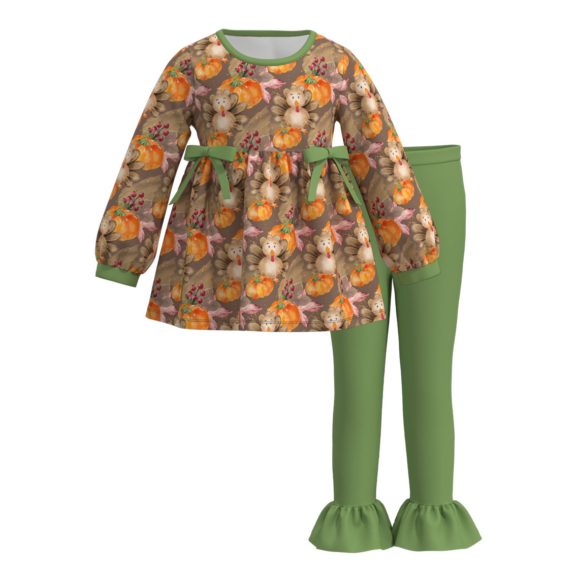 (Pre Order)Girls Thanksgiving Print Outfit Set